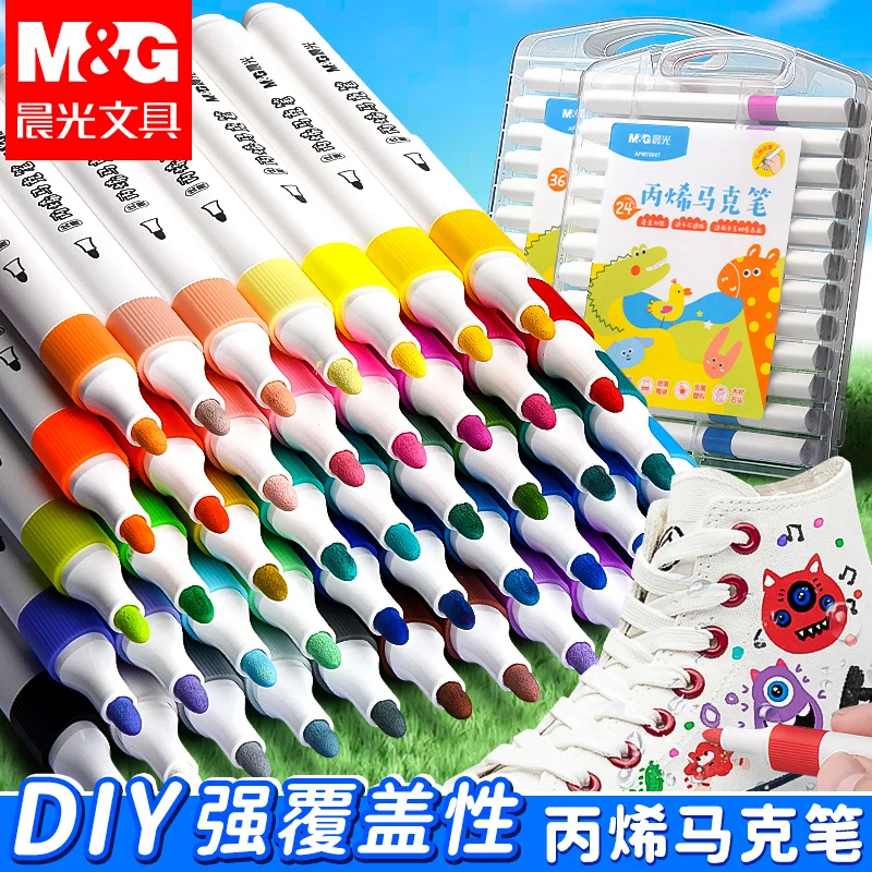 M&G Hot Sale 24/36/48 Colours Acrylic Markers Watercolour Pens Stationery for Schools & Offices Promotional Art Markers