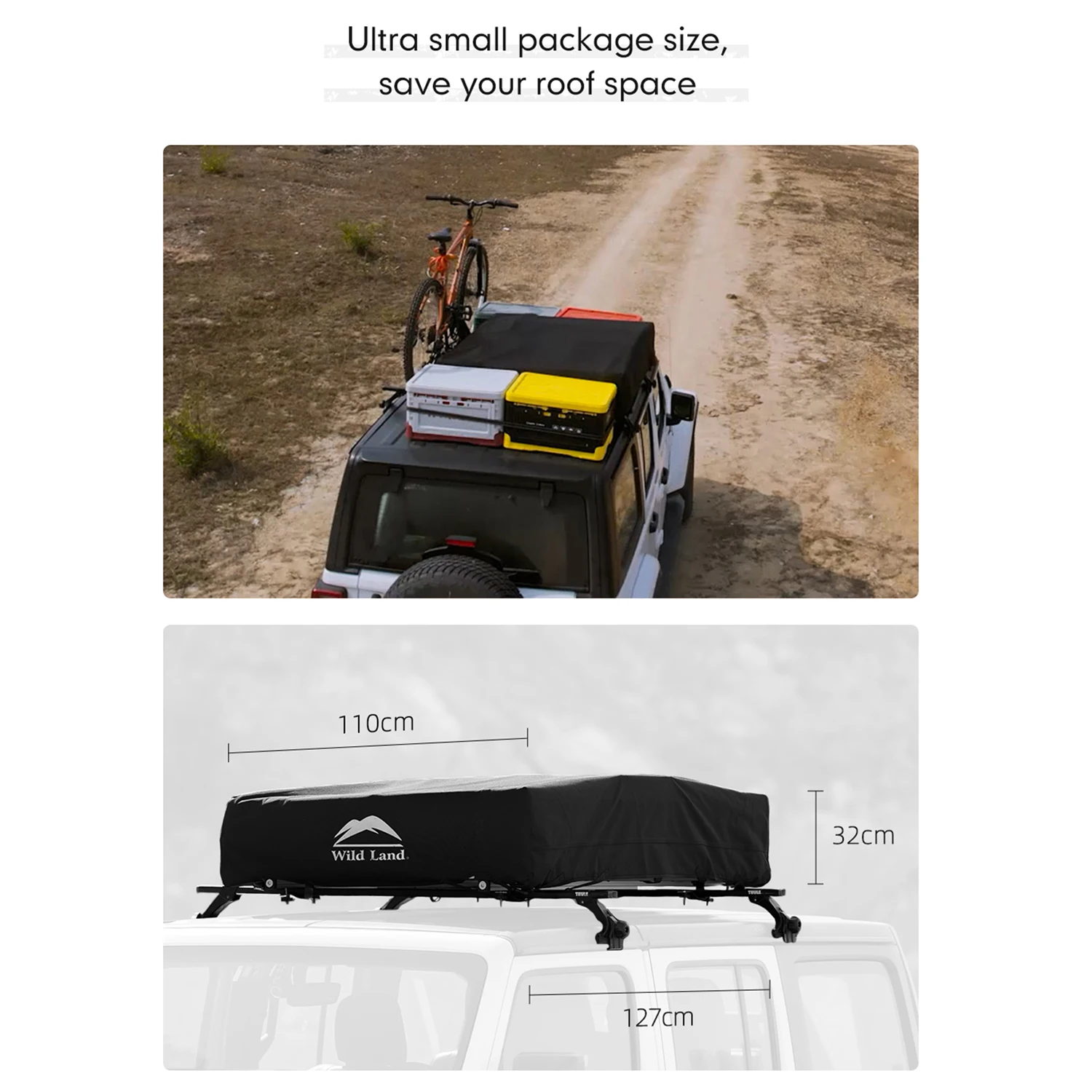 Wild Land New Inventory Compact Lite Cruiser Roof Tent 120cm for Solo Camping