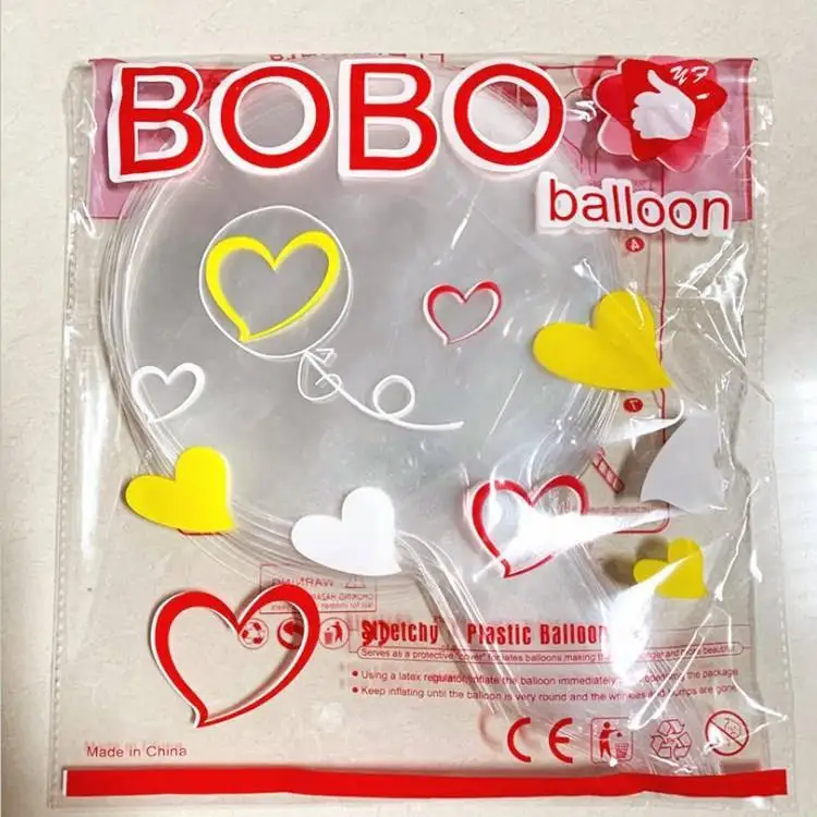 Hot Selling 18/24/36 Inches Pe/Pvc Transparent Bobo Balloon Clear Round Bobo Plastic Bubble Balloon for Party Decor