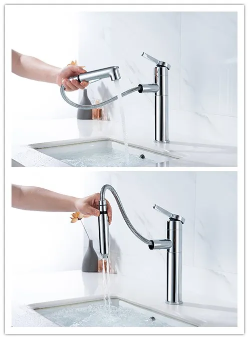
High quality basin faucet SUS304 stainless brass pull out 360 rotating toilet faucet 