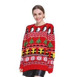 2021 Fall Winter Red Ugly Christmas Sweater OEM Novelty Funny Cute Women Sweater