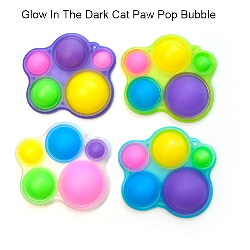 
Fidget Sensory Toys Silicone Material Glow In the Dark Cat Paw Dimple Bubble For Kids 
