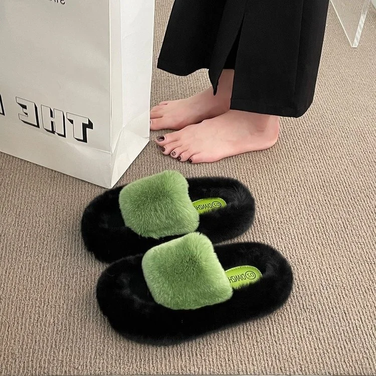 2024 New Style Soft Comfortable Indoor Home Fluffy Fuzzy Slippers Open Toe Slippers