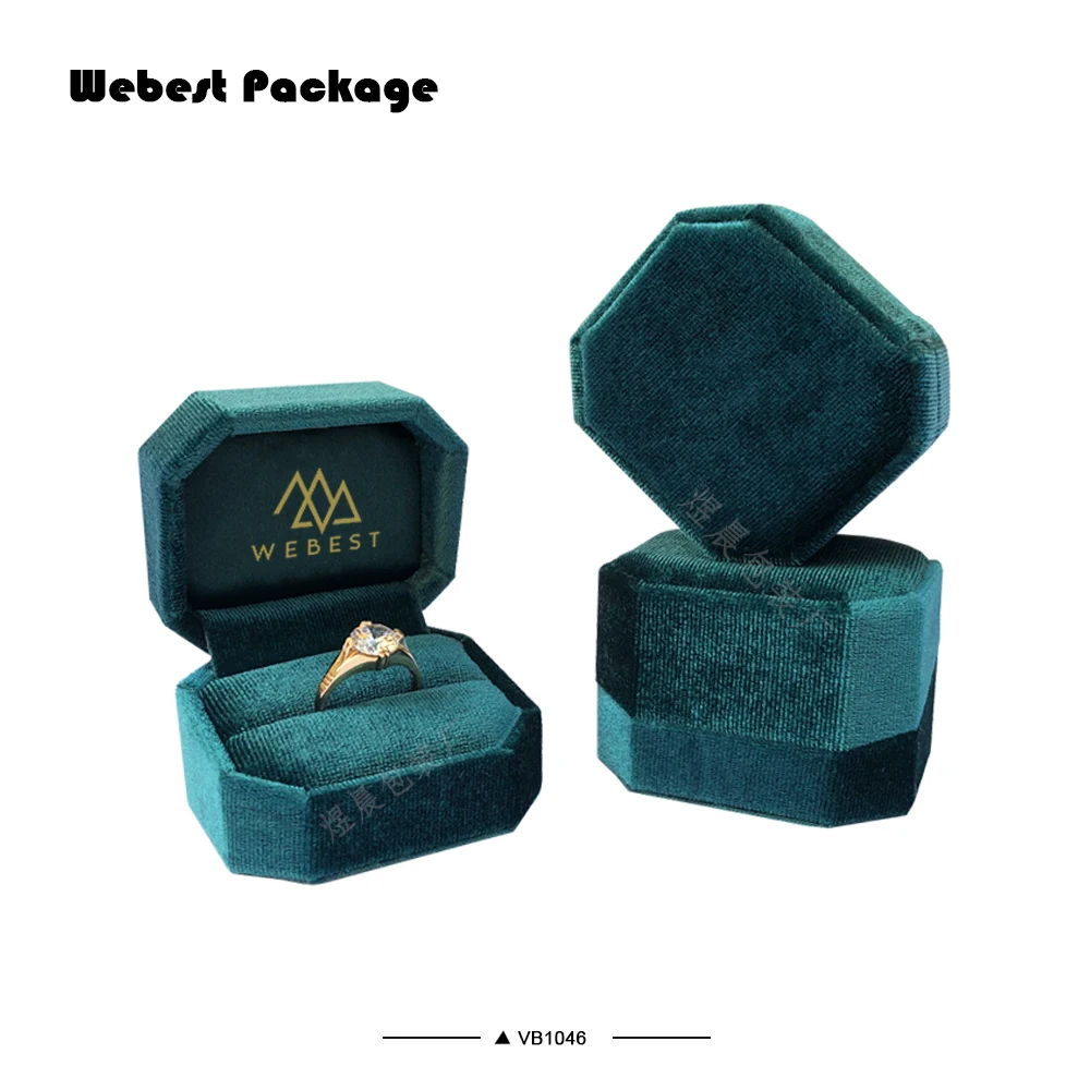 
Webest peacock green Korean velvet jewelry gift box leather and ladies velvet ring box 