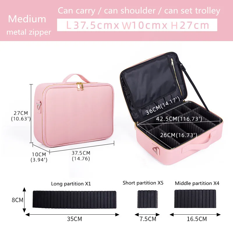 KALANTA nail bolsa de couro Girls Pu Travel Makeup Beauty Storage Box Travel Portable Artist Cosmetic case box Hand Bag