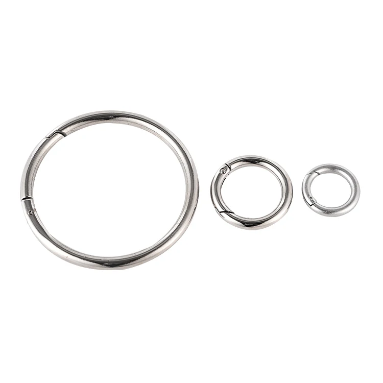 316 spring push carabiner 30mm round o ring circle metal snap hook