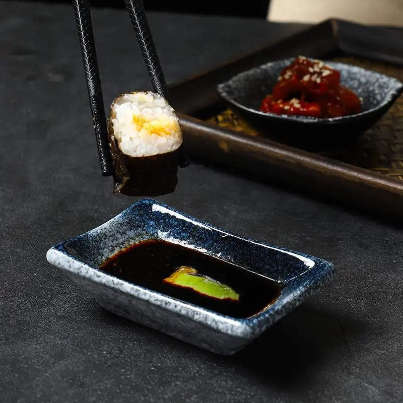 Harmony Originality Japanese Tableware Restaurant Wholesale Small Dish Product Rectangle Ceramic Dipping Sauce Dish