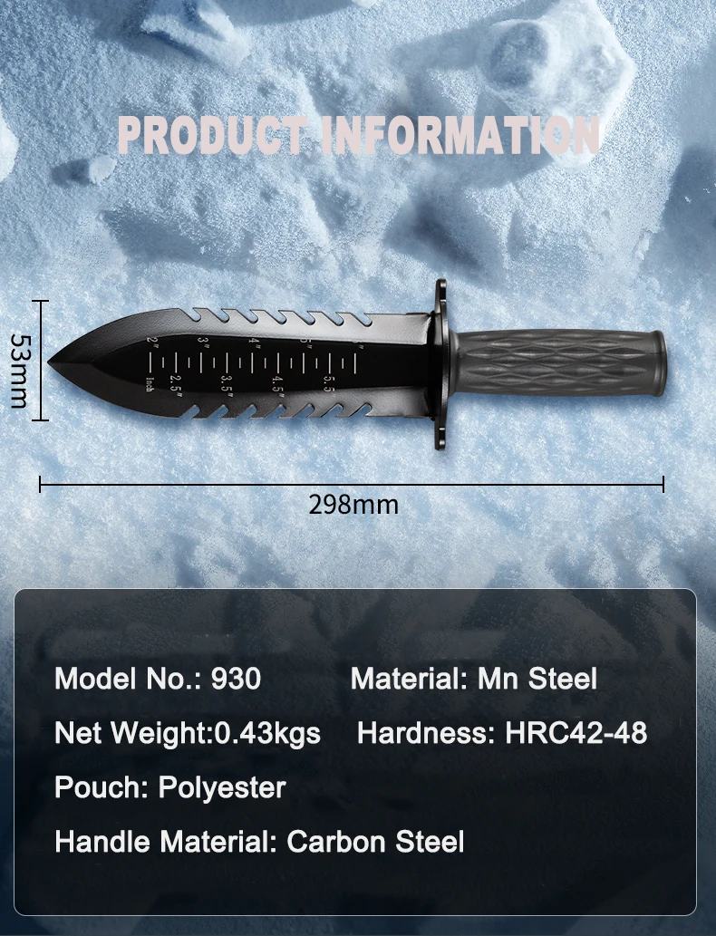 Detector Shovel for Digging, Heavy Duty Double Serrated Digging Tool with Carry Sheath, Gardening, Camping Digger Trowel