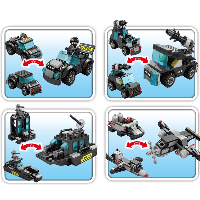 LELE BROTHER  Factory Wholesale Police Series  Brick Toys SWAT Helicopter Building Blocks for Boy