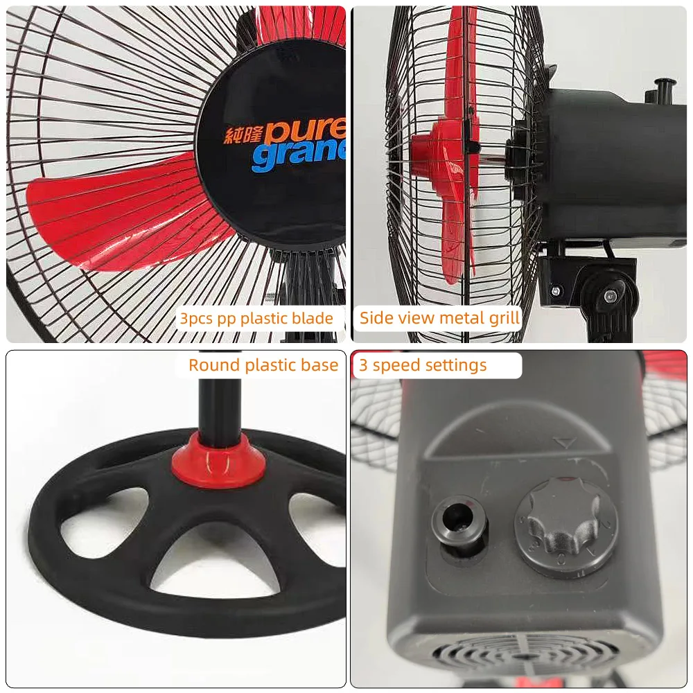 Cheap price home office household pedestal three speed 220v metal tower 12 inch round pedestal 2 in 1 industrial stand fan