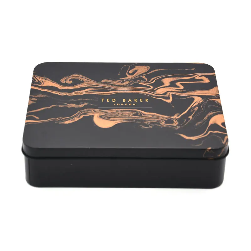 Custom Printed Double Printing Rectangle Black Bakery Food Storage Metal Package Box Mooncake Festival Gift Tin box