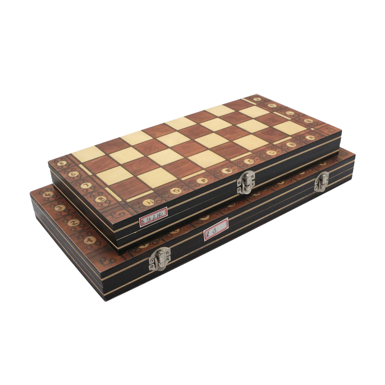 High Wooden Chess Set Luxury 3 in 1 Folding Wooden Checkers Backgammon and Chess Board Table Games Set