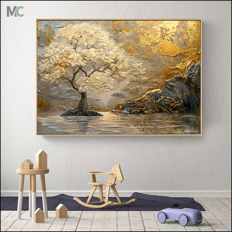 Art Abstract Trees Hand-painted Wall Decoration Painting Modern Living Room Porch Dining Background