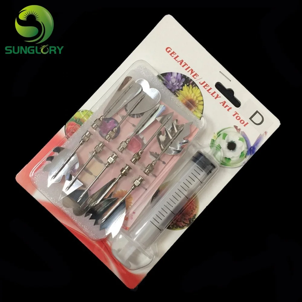 10PCS Pudding Nozzles With 1PC Syringe Tool Set 3D Jelly Art Tools Gurbias Cake Jello Art Gelatin Moulds Flower Pudding Mold