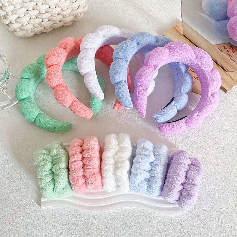 Trendy Custom SPA Headband Wrist Washband Face Wash Set Stretchy Twist Microfiber Towel Make Up Girls Hair Headband for Women
