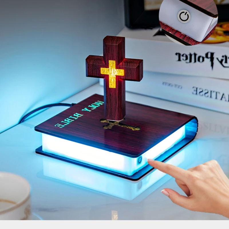 Christmas gift Personalized gifts home decoration Magnetic levitation cross floating crass table lamp RGB color