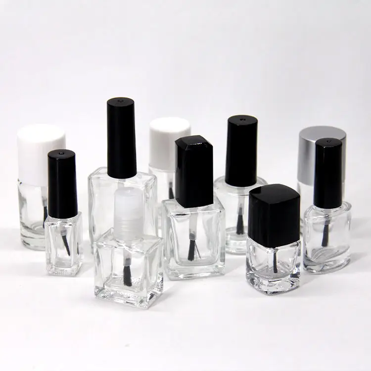 Frosted Matte Transparent Glass Black Nail Polish Packing Empty uv gel Nail Polish Bottle With Brush