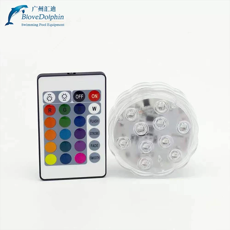 RGB Outdoor Garden Swimming Pool Accessories IP68 IP67 LED Underwater Light ABS Plastic Body Blue White Red Remote Control