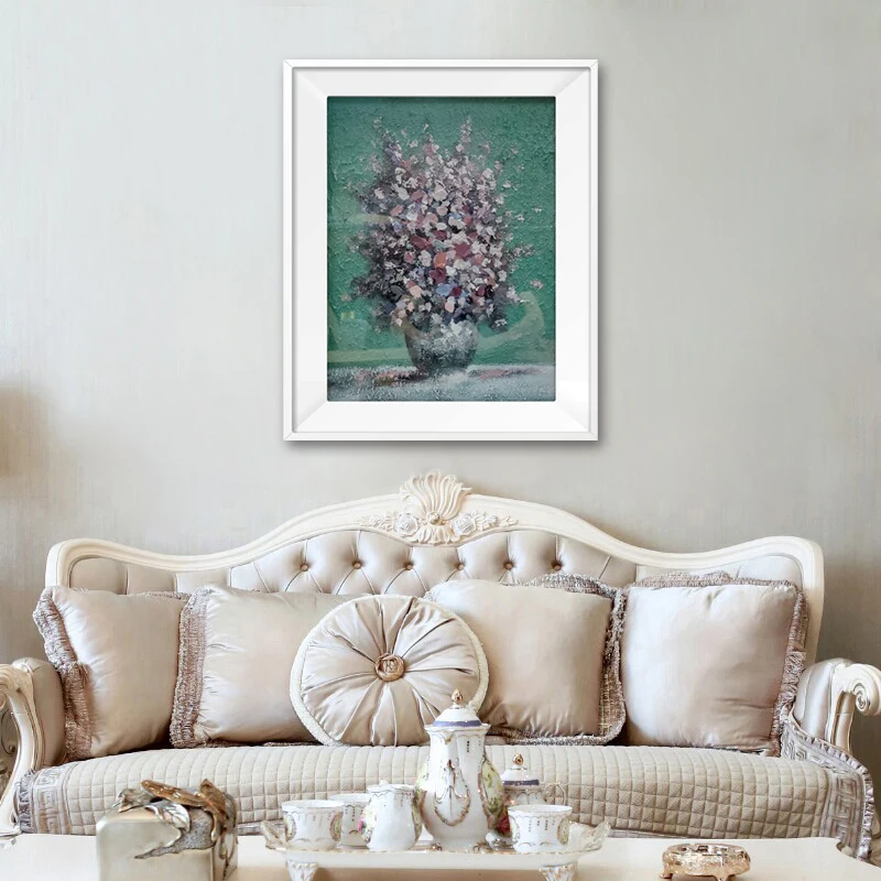 Customizable hotel home Entrance decorative flower art pure hand painted color knife oil painting modern abstract texture mural