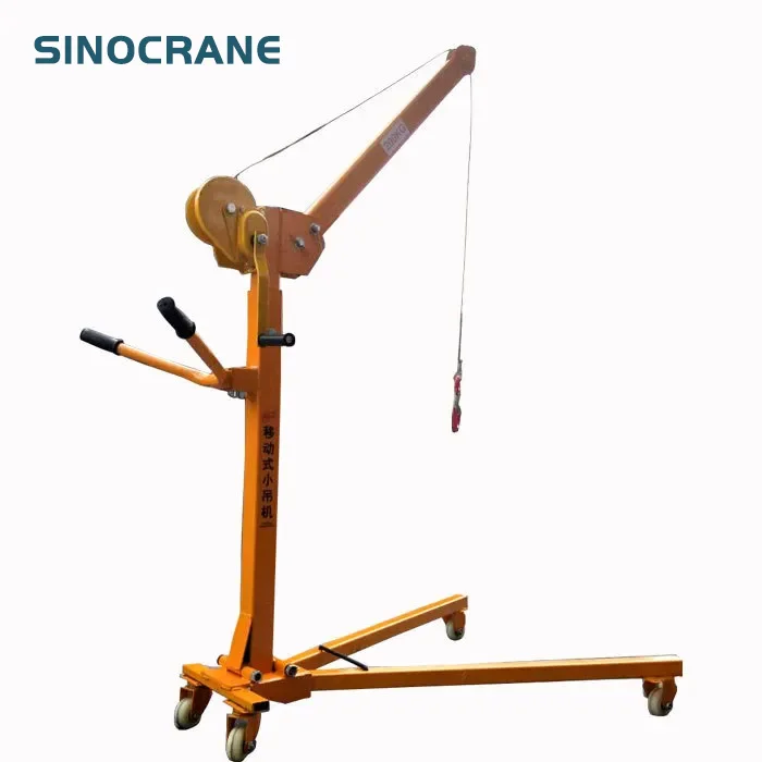 Mobile Portable 200kg Folding Hoist Manual Lifting Car Crane Hand Crank Small Floor Crane Lifting Machine Loading Outdoor Hand