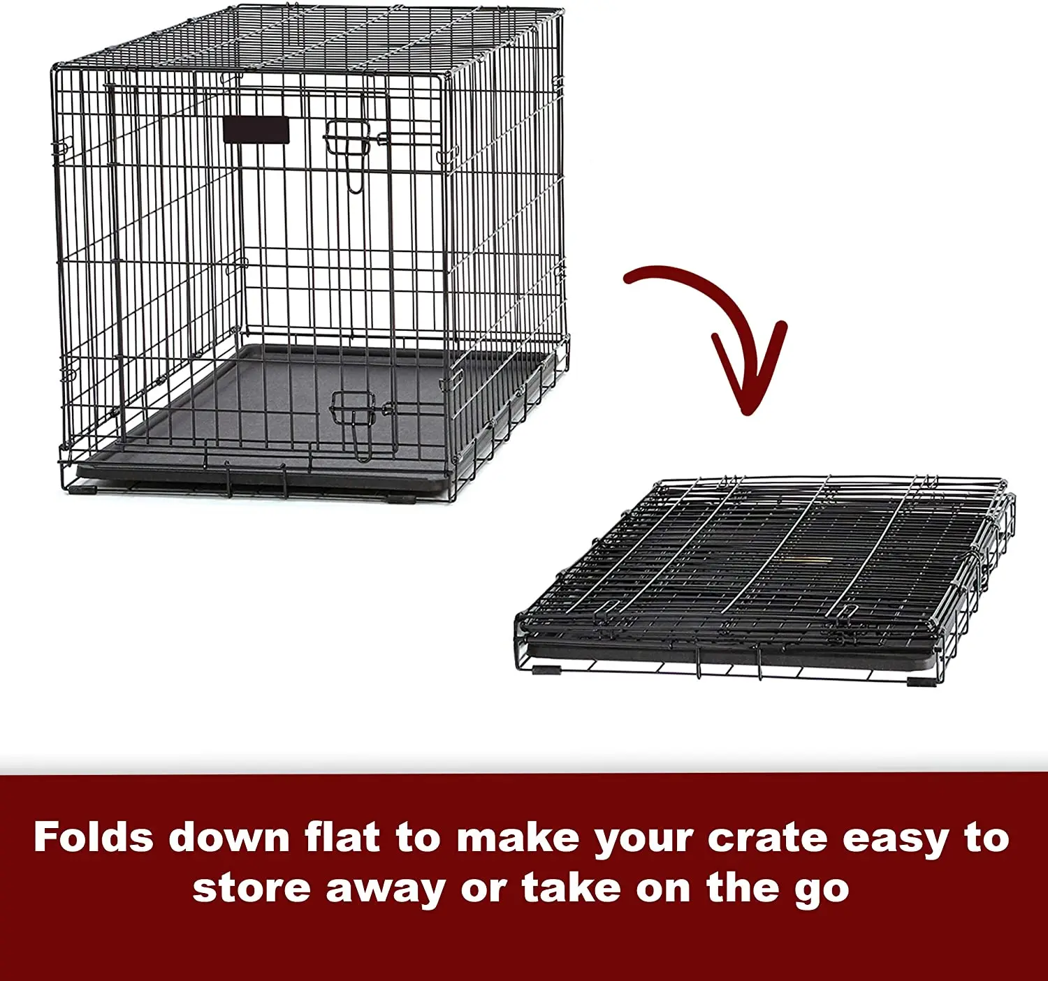 Homes for Pets Crate Dog Cage with Single Door and Double Folding Metal Door