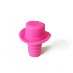 BPA Free Good Quality Hat Shaped Silicone Wine Bottle Stopper with Ccrew Threaded Cork