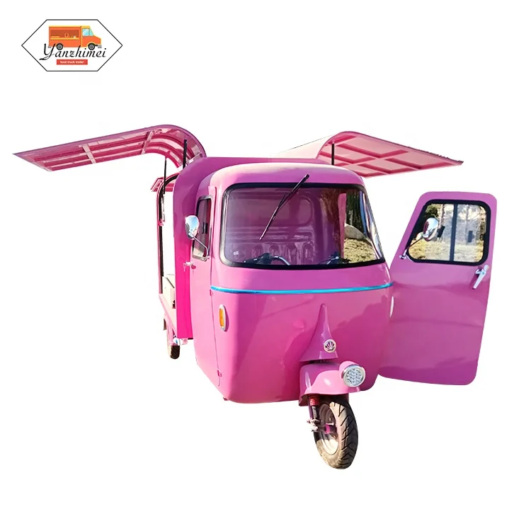 Electric/Gasoline  Gelato Food Carts Tricycle Ape Piaggio Beer Bar Tuk Tuk Street Snack Fast Food Cart