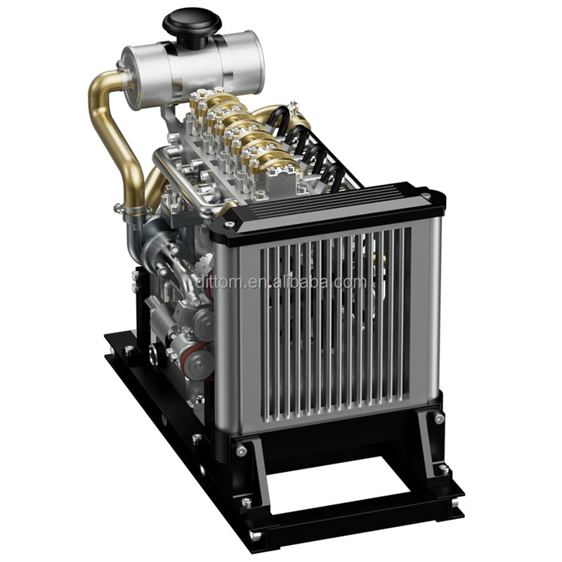 1/10 Mini Diesel Four-cylinder Mechanical Engine Model Metal Electrical Machinery Drive Sets Assembled Model Toy