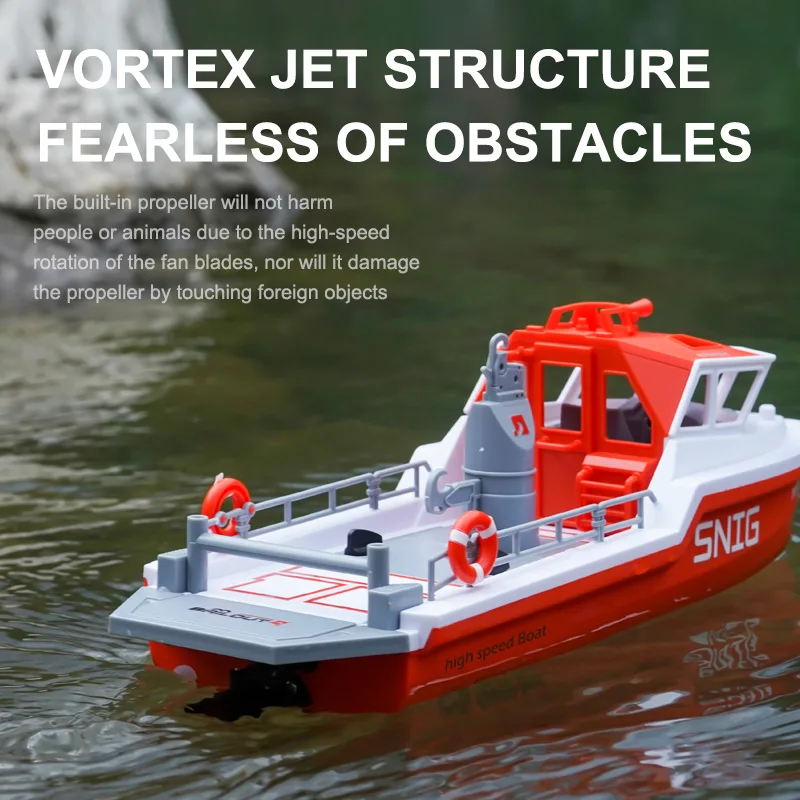 SJY-TX694 Mini 2.4G 1/32 scale Remote Control Rescue Ship 8km/h High Boat Kids Simulation Ship Model Tugboat Towboat Toy