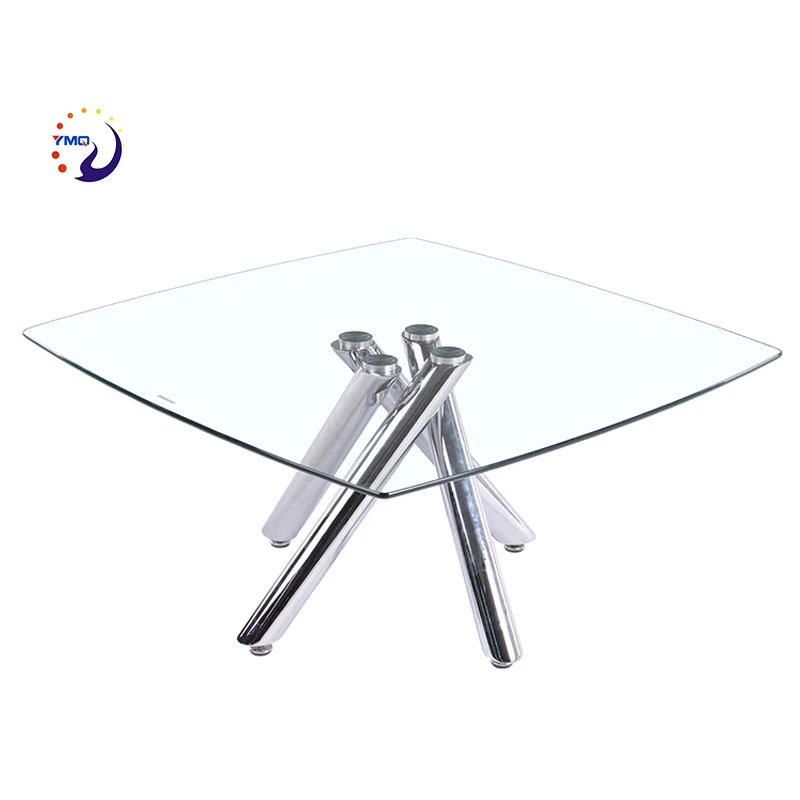 Дешевая Высококачественная китайская мебель для гостиной стеклянный стол с металлическими ножками современный кофейный столик набор