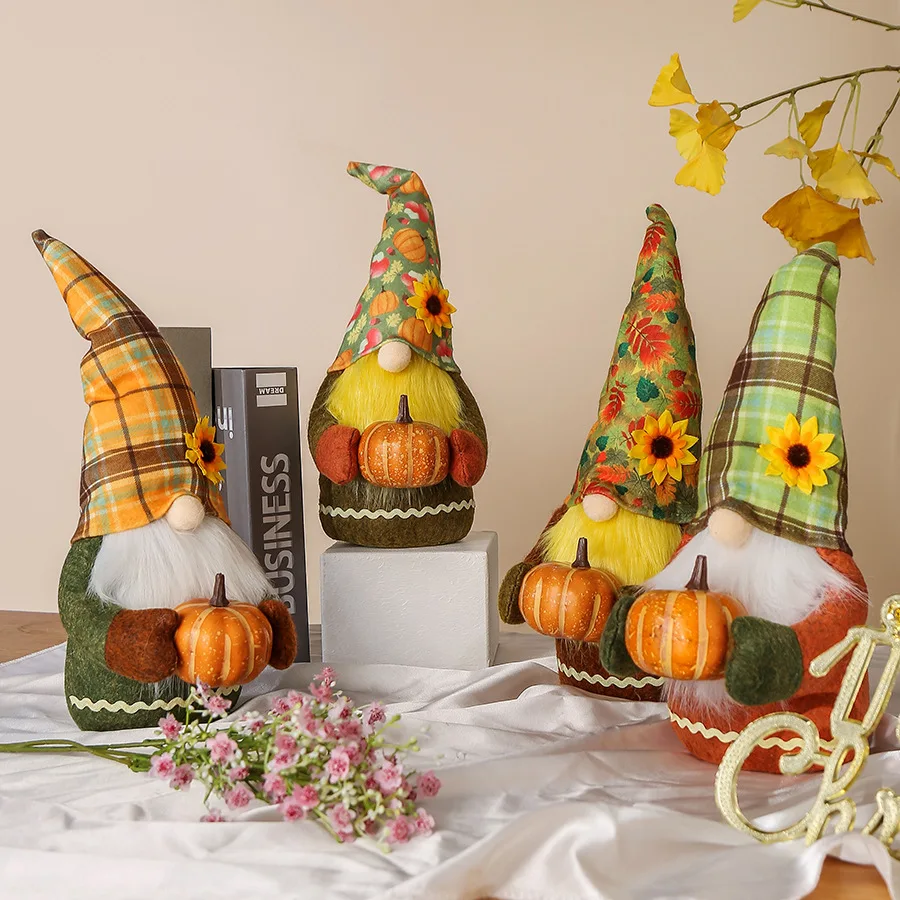 2022 new design cartoon cute gnome doll autumn thanksgiving harvest festival plush decorative doll wholesale