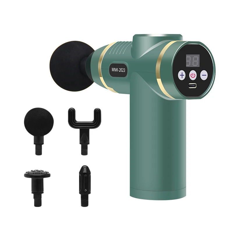 Mini Light 4 Head Deep Fascial Tissue Muscle Lcd Touch Screen Vibrating Relax Rechargeable Massage Gun Therapy