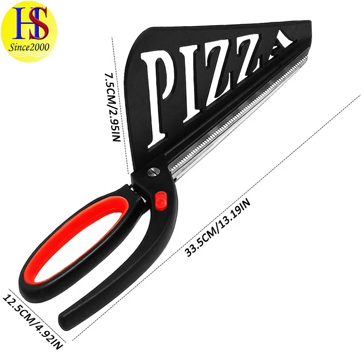 Safety Lock 2 In 1 Metal Big Pizza Cutting Scissors with Serving Spatula