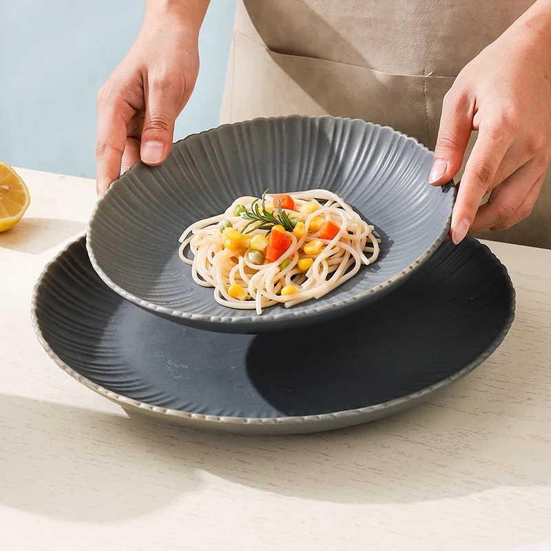 Restaurant hotel use dinnerware modern custom color round charger plates ceramic dishes plate