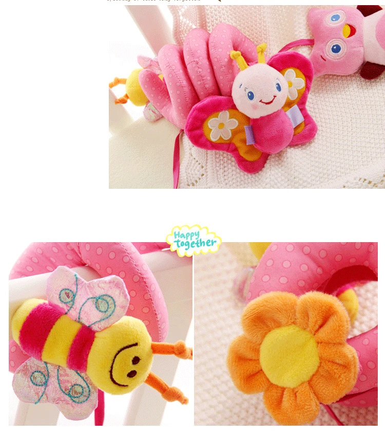 K2263 Newborn Baby Bed Rattle Toys Hanging Cloth Spiral Toy for Baby Stroller Accessories Hook Clip On Pram with Music