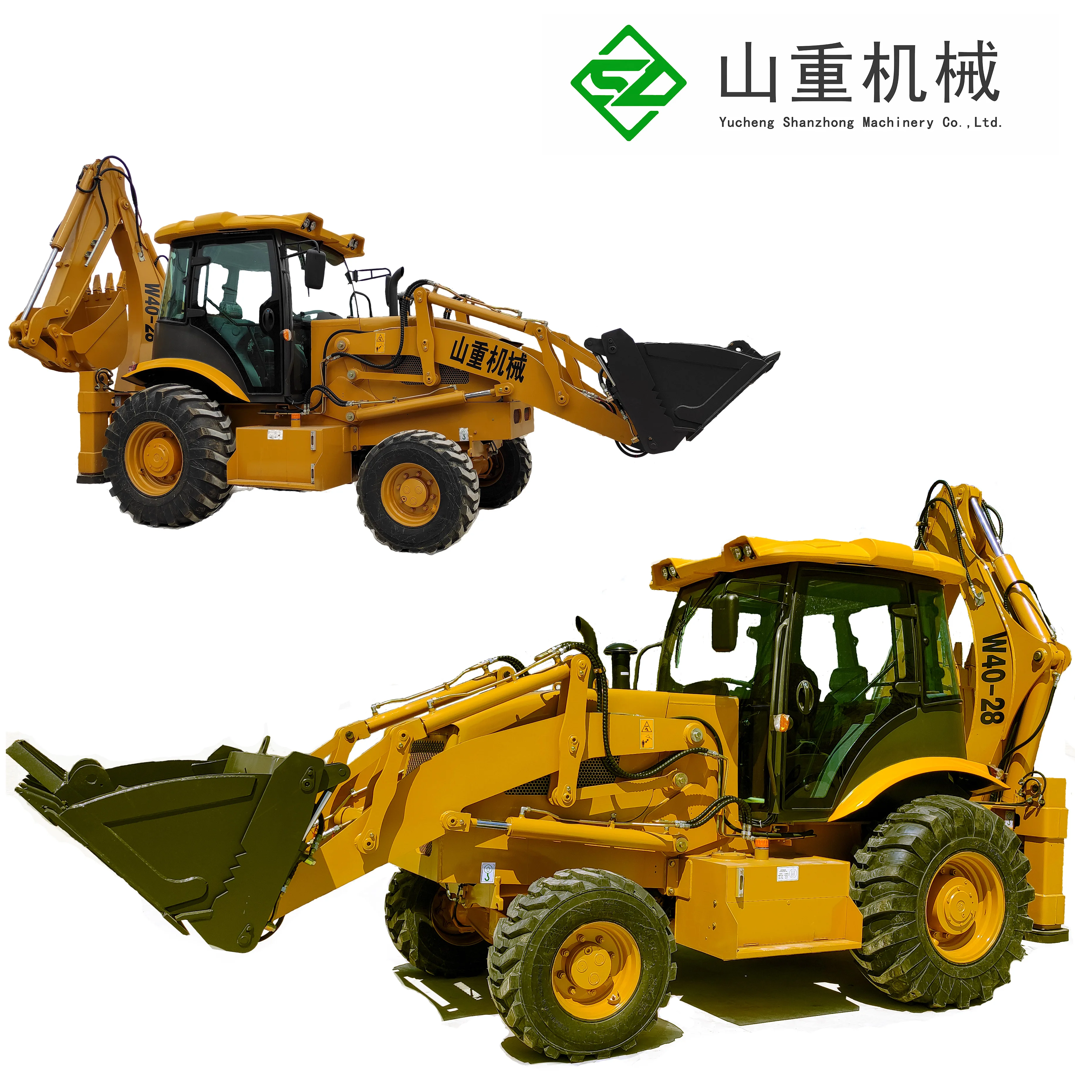 4wd 40hp tractor with front end loader and backhoe