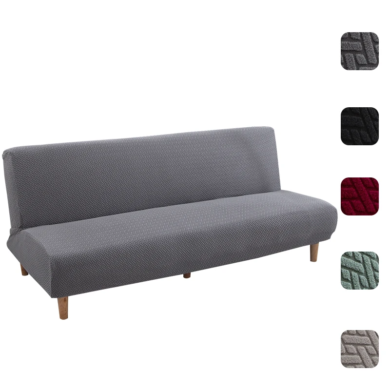 HUIEN Armless Sofa Bed Covers Stretch Velvet Futon Slipcover Folding Couch No Armrest Sofa Shield Furniture Protector