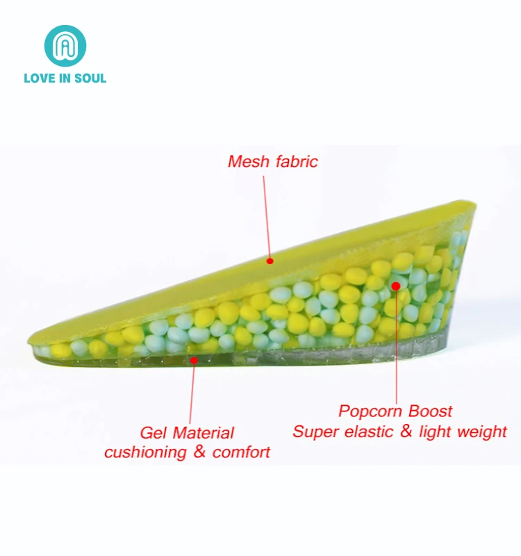 Height Increase Insoles Heel Cushion Inserts Heel Lift Inserts Gel Comfort Half Foot Insoles for Heel Pain For Elevator Shoes