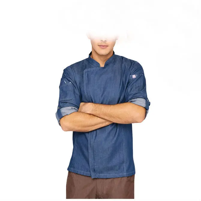 Лидер продаж Мужская джинсовая куртка шеф-повара на молнии с двойной строчкой