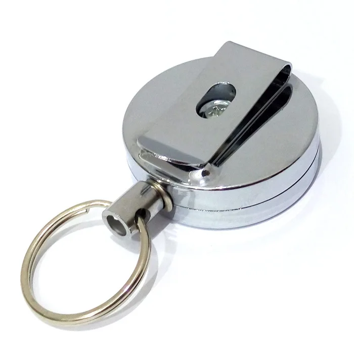 All Metal Casing Heavy Duty Retractable Badge Holder Reel,Reinforced Metal ID Badge Holder Key Ring for Name Card Keychain