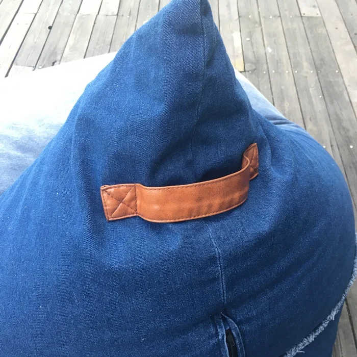 Modern triangle blue jeans fabric bean bag