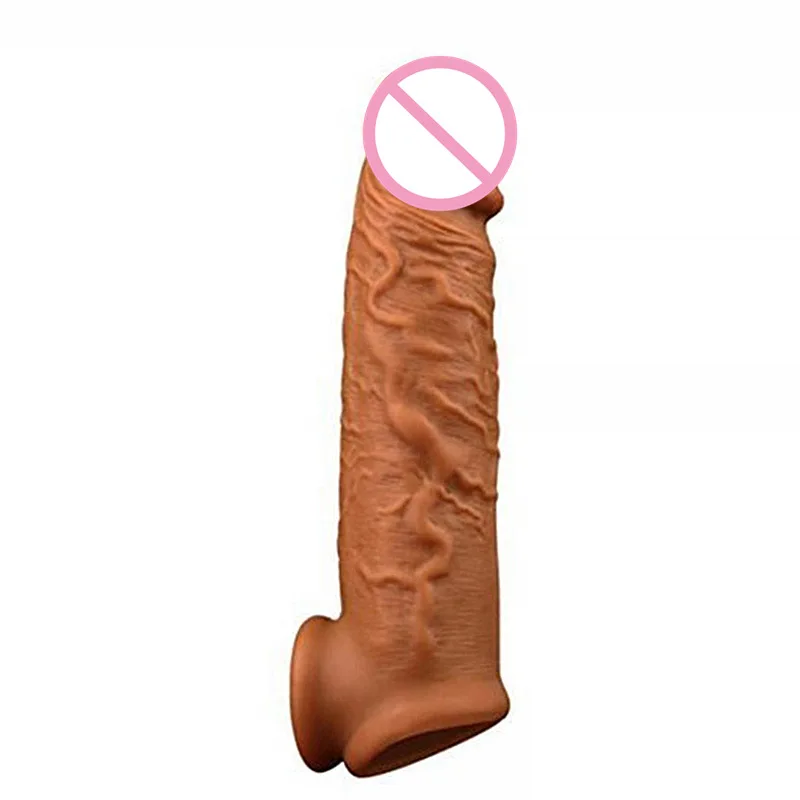 Men Masturbation Toys Silicone Enlarged And Elongated Crystal Simulated Penis Sleeve Fun TPE Wolf Tooth Set Couple Toy Lock 6