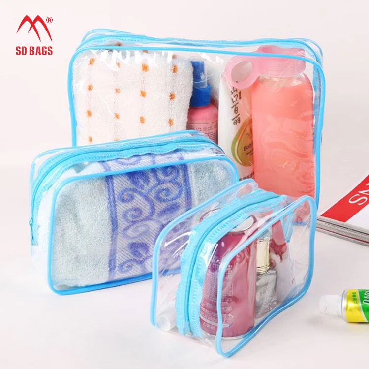 Cosmetic Bag Hot-sale High Quality Stock PVC Fashion 0.15mm PVC Zipper No Printing without Printing 15x10x7cm 18x12x6cm SDS-PV-1