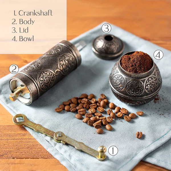 2023 Hot Selling Coffee Bean Grinder Refillable Turkish Style Mill with Adjustable Grinder Manual Coffee Mill with Metal Handle