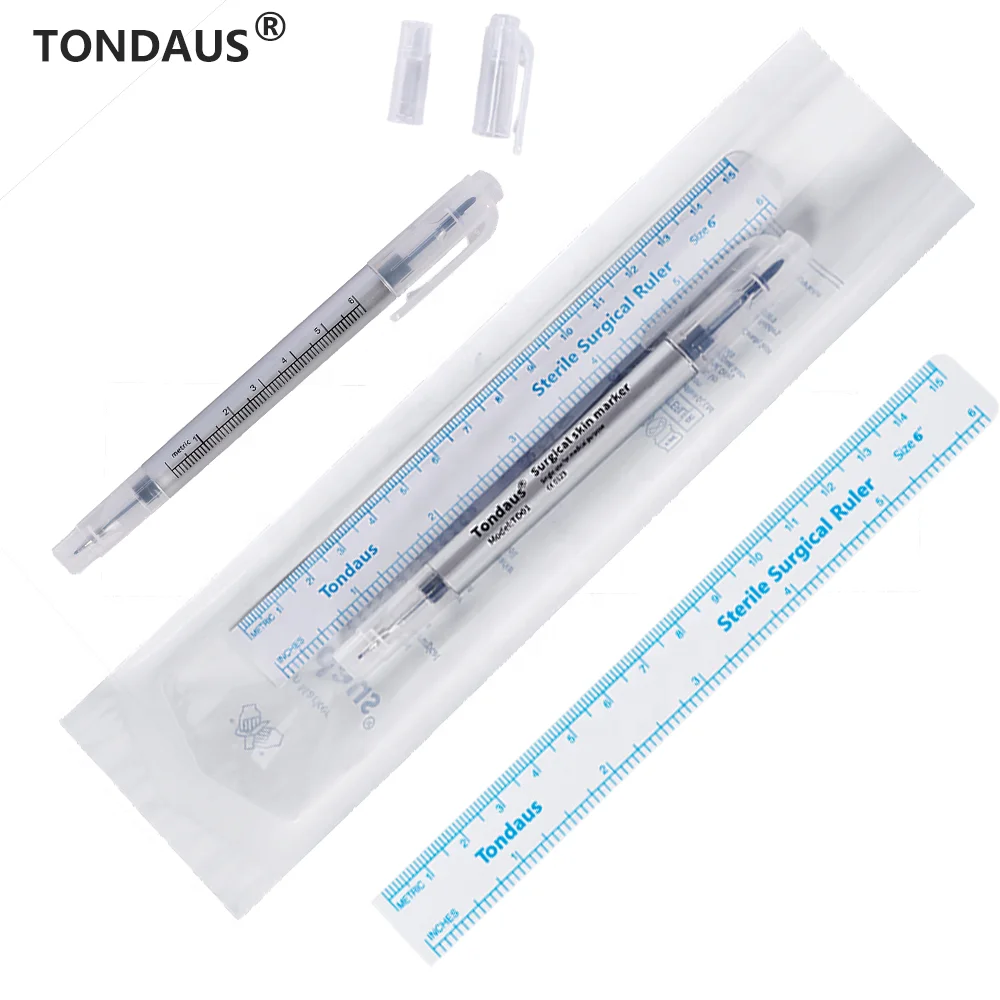 Hot Sale Manufacturer Non Toxic Eyebrow Skin Permanent Marker Pen Ruler with Dual Tip
