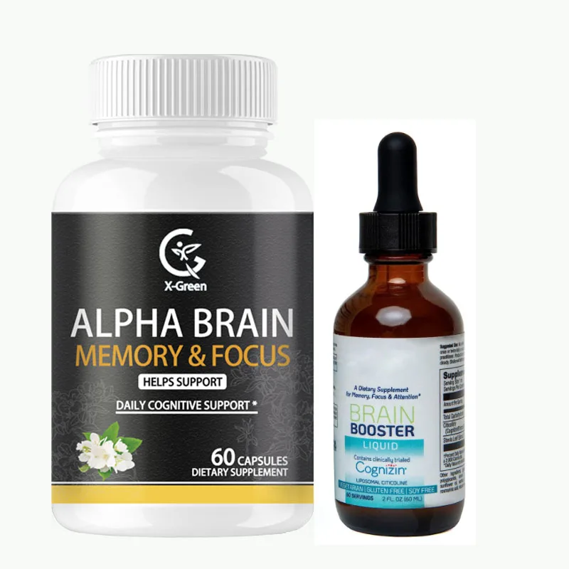 High quality OEM Alpha Brain Premium Brain Supplement 60 Counts Memory Support Brain Booster