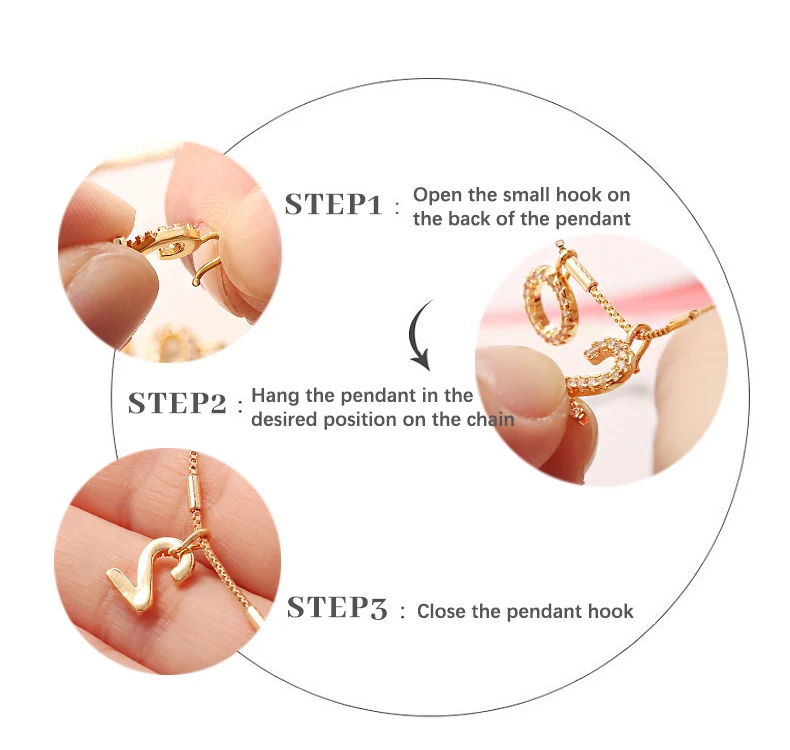 
Wholesale Bling Women Jewelry Copper Custom DIY Gold Plated Charm Zircon Pendant Alphabet Letter Initial Necklace 