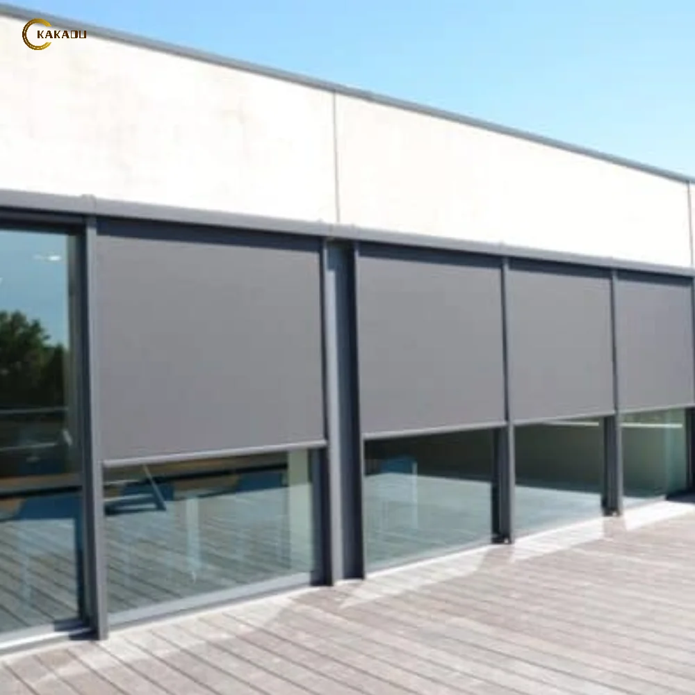KAKADU Motorized Outdoor Sun Shading Electric Zip Screen Wide Blade Balcony Blinds & Shades for Balconies