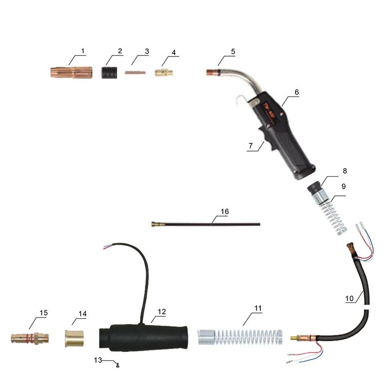 RHK TECH Portable Custom TW400 Gas Cooled 400Amp CO2 MIG Welding Torch Tweco MIG Gun with Continental Adapter for Tweco