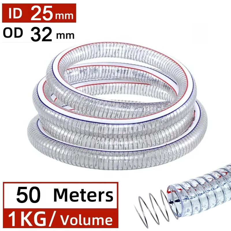 Agricultural Pvc Spiral Braided Coated Steel Wire Hose E 1 Inch Flexible clear PVC air Ventilation Hose Industrial Pvc Duct Hose
